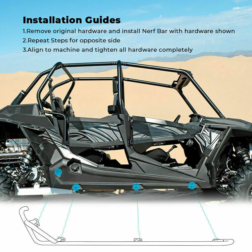 For Polaris RZR XP 4 1000 4 900 Turbo 4 Seat 2015-2023 Nerf Bars Rock Sliders