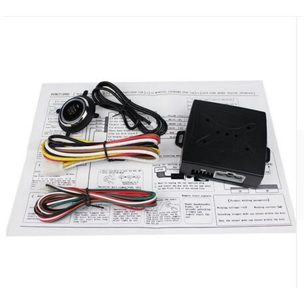 Car Push Start Button RFID Lock Engine Starter Ignition Car Alarm Keyless Entry