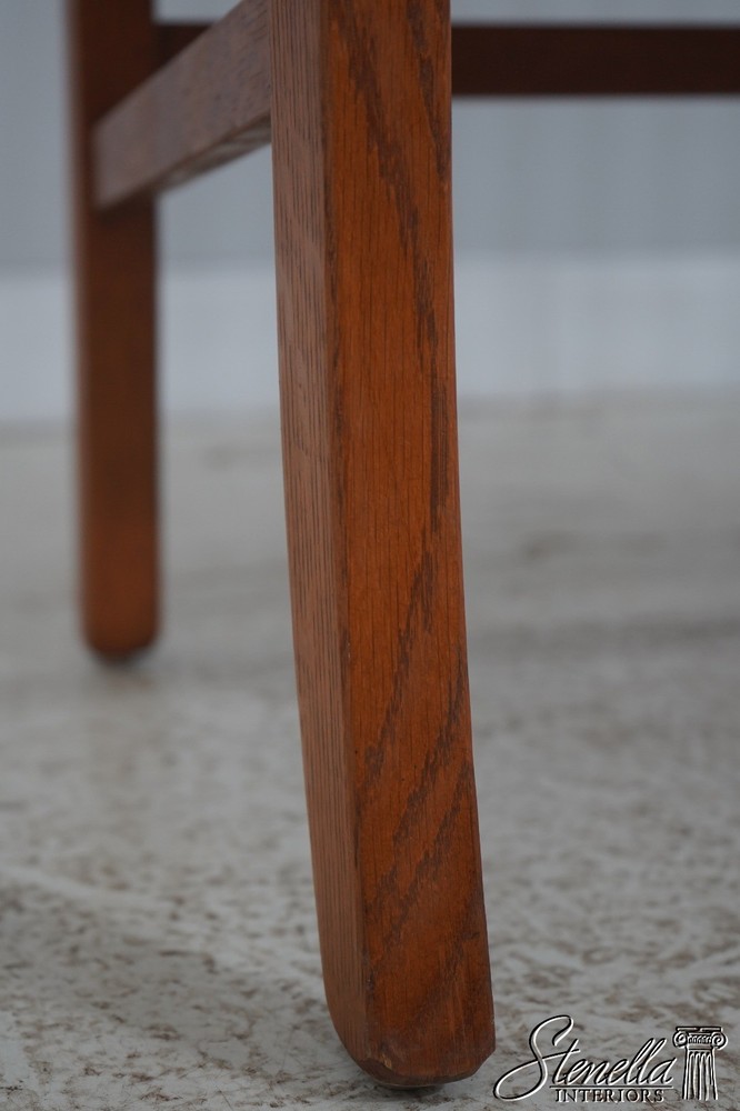 72209: Arts And Crafts Style Solid Oak Slat Back Bench