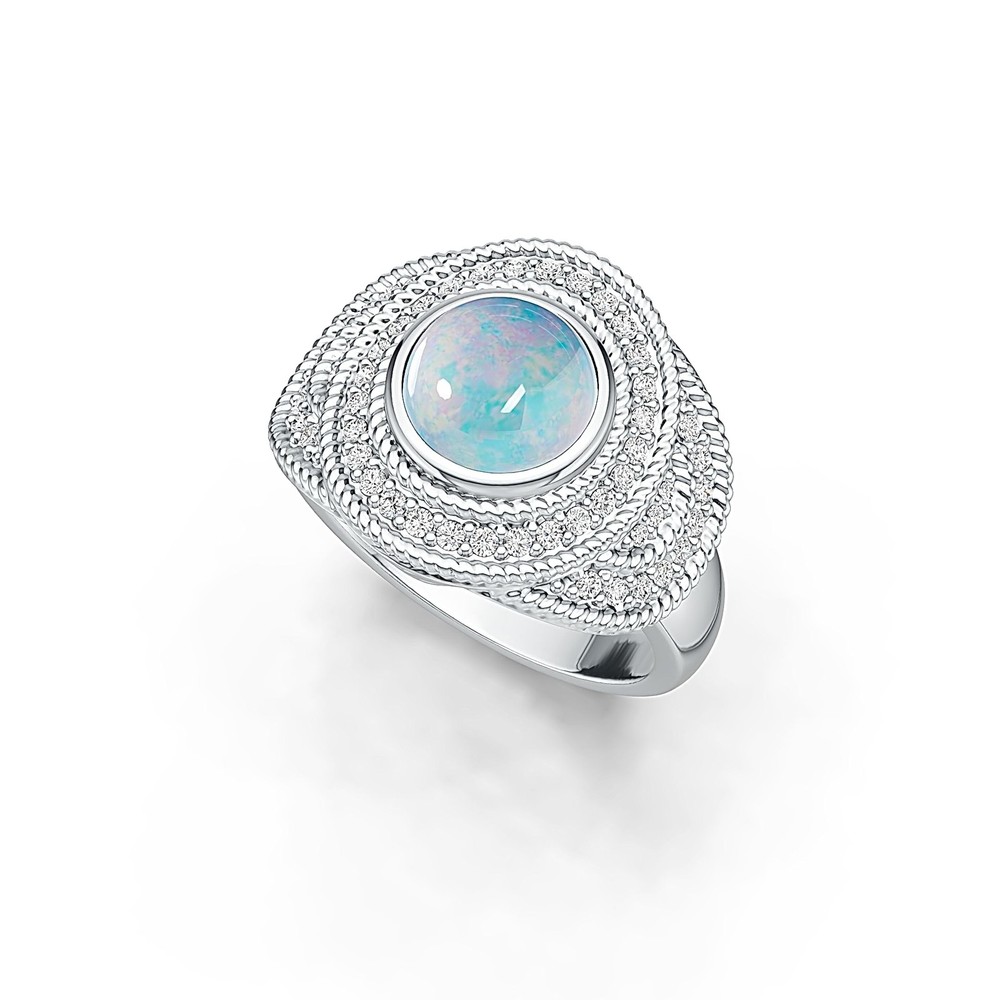 Sterling Silver Semi Mount Ring Setting Round RD 8x8mm Cabochon