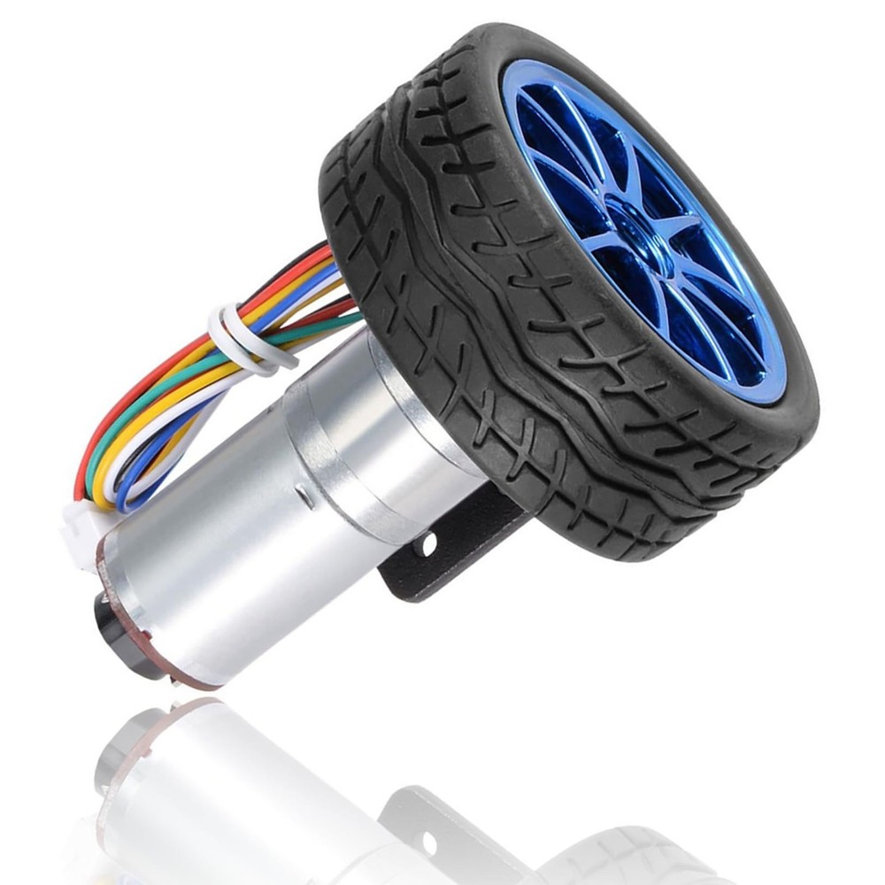 12V Motor with Encoder, DIY Encoder Gear Motor with Mounting Bracket 65mm Whe...