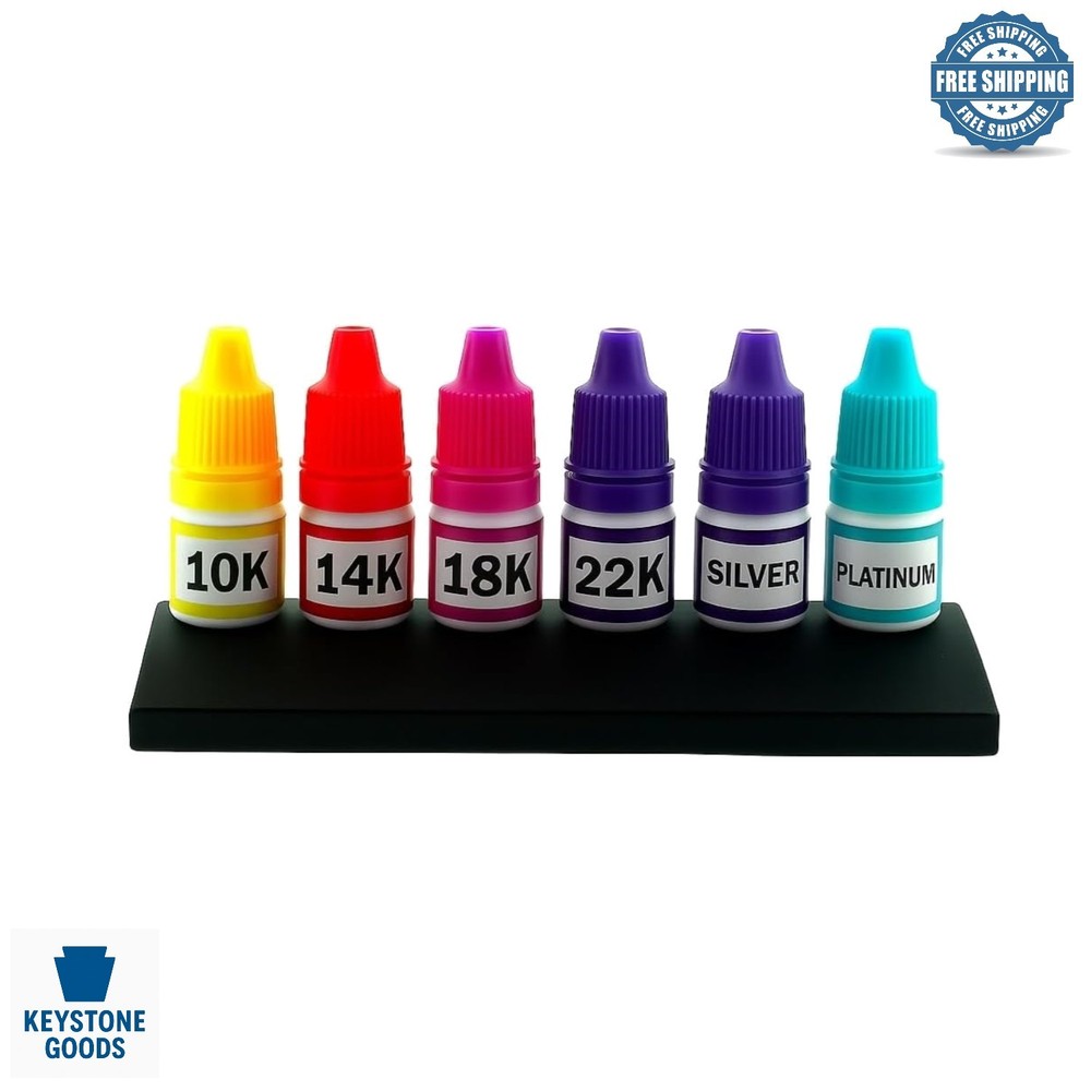 Precious Metal Testing Kit with Multiple Solutions and Testing Stone