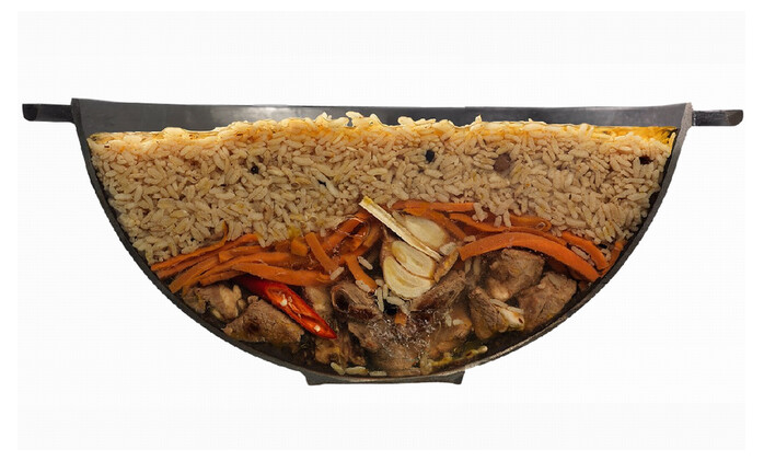 Kazan 100% Cast Iron Authentic Uzbek Cauldron & Oven Uchag Pilaf Plov Lagman Wok