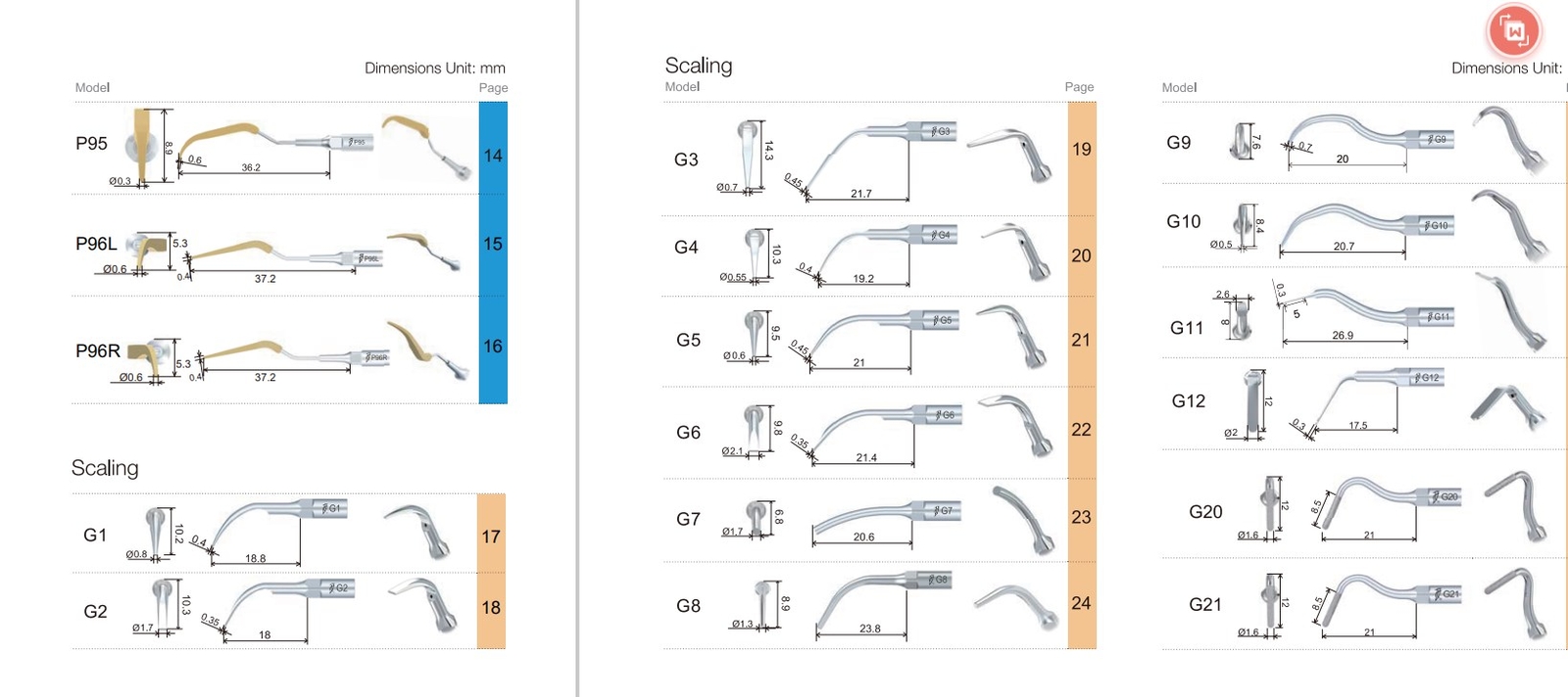 Woodpecker Dental Ultrasonic Scaler Tips Endo Perio Root Canal Tips GD1 PD1 ED1