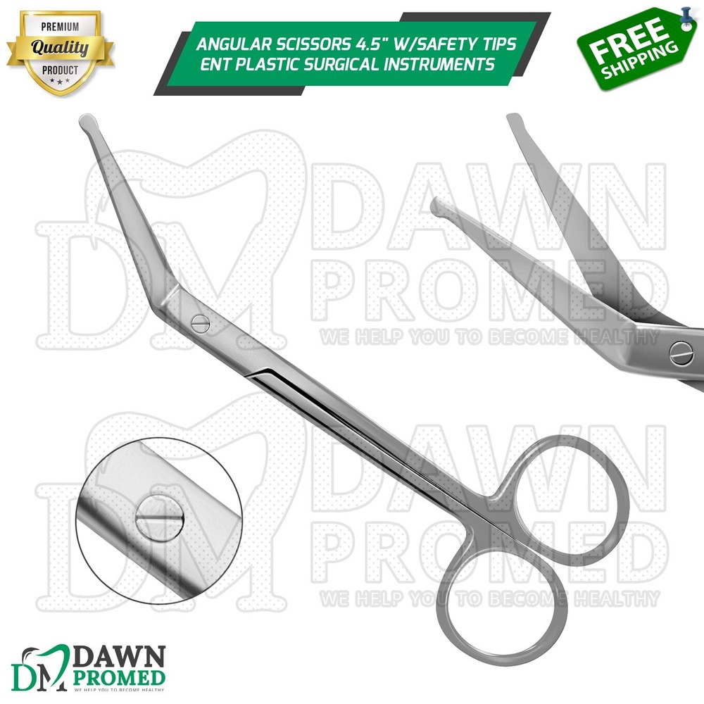 Angular Scissors 4.5" With Safety Tips ENT Plastic Surgical Instrument German Gr