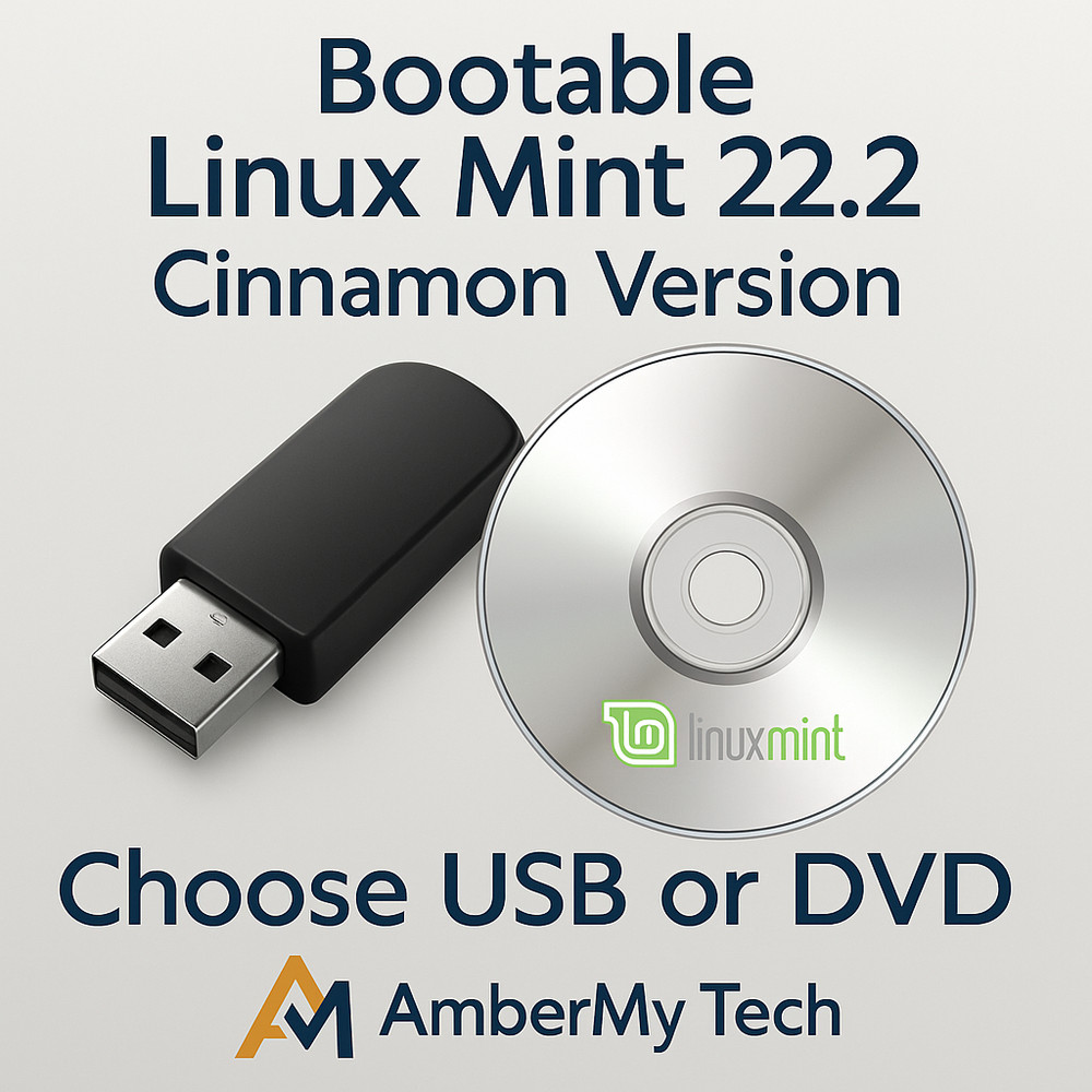 Linux Mint 22.2 Cinnamon 64-bit Bootable USB 💻 or DVD 💿 Installer | Choose Ver