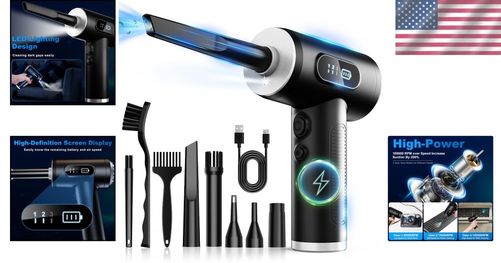 Rechargeable Electric Air Duster with LED Light