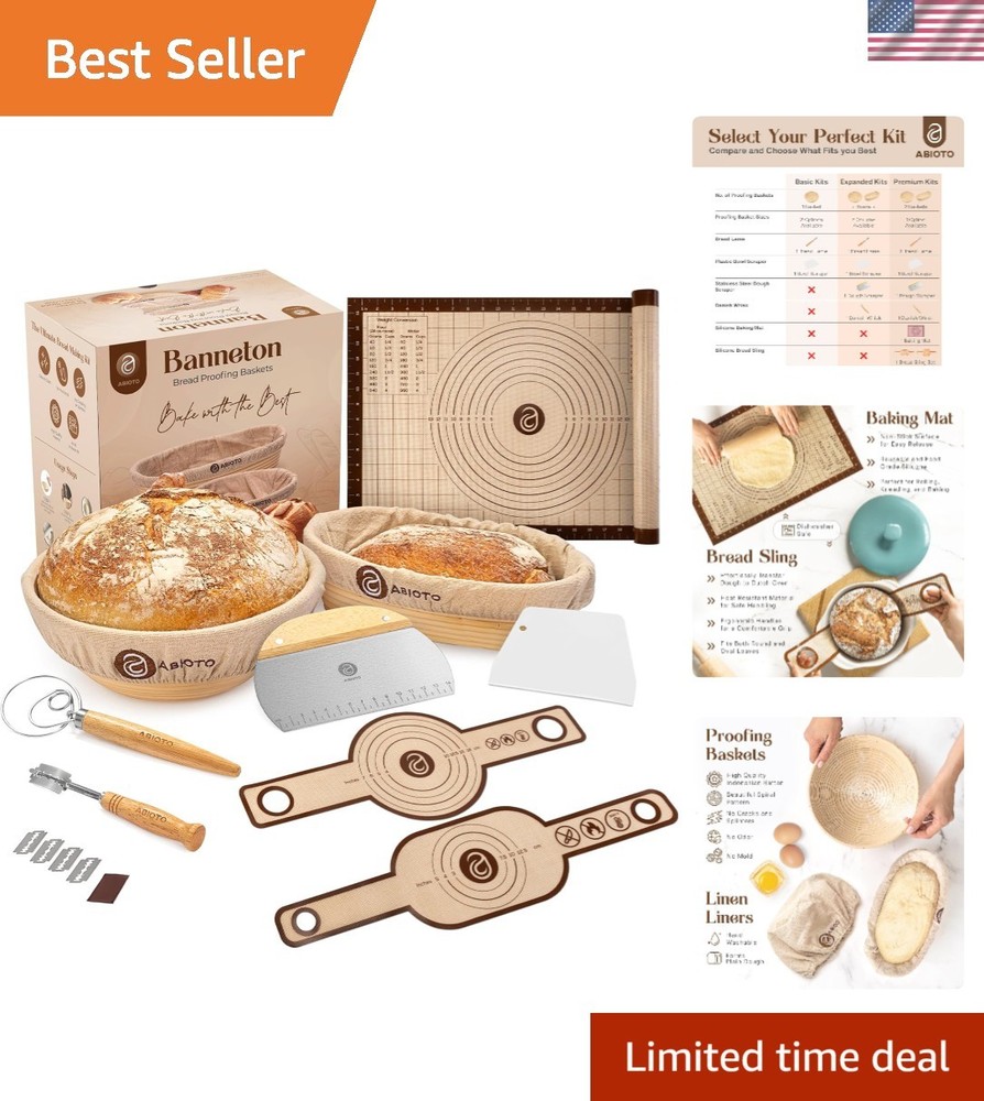 17-Piece Sourdough Starter Kit with Proofing Baskets & Essential Baking Tools