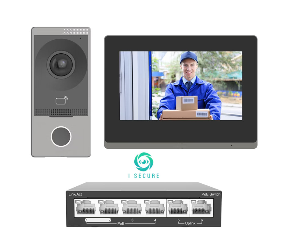 iSecure KIT-201S-372S • IP Video Intercom + Access Control System • 7" Touch Mon