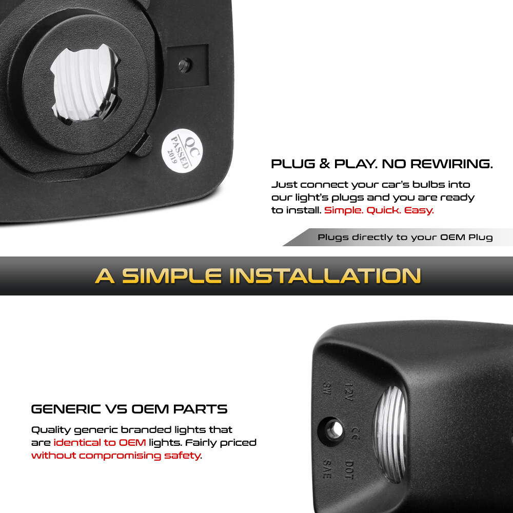 Black Rear Bumper License Plate Lights Lamps Replacement For 95-04 Toyota Tacoma