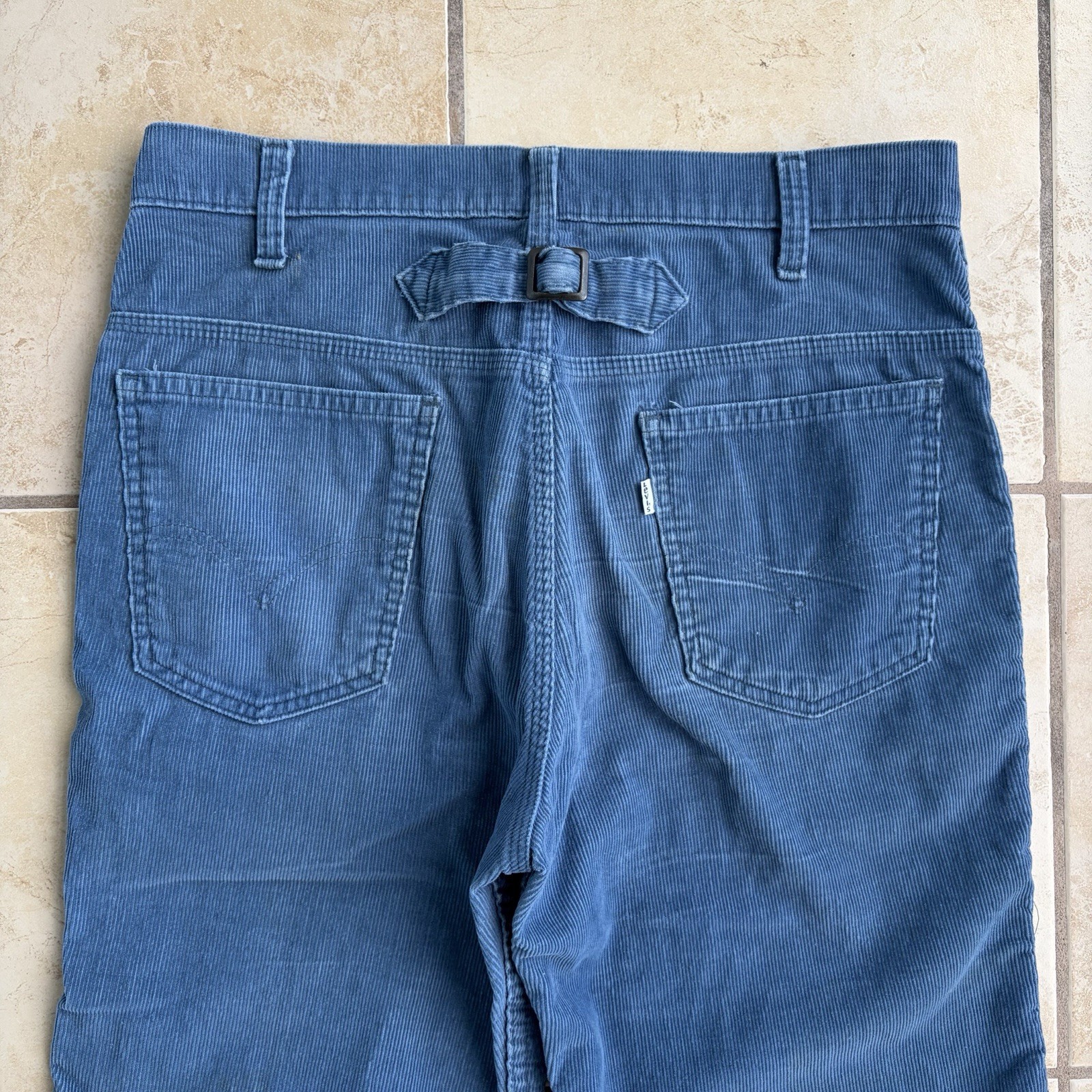 Vtg Levi’s Pants Mens 32x30 Blue Corduroy Bell Flare Buckle Back 70s Talon Zip