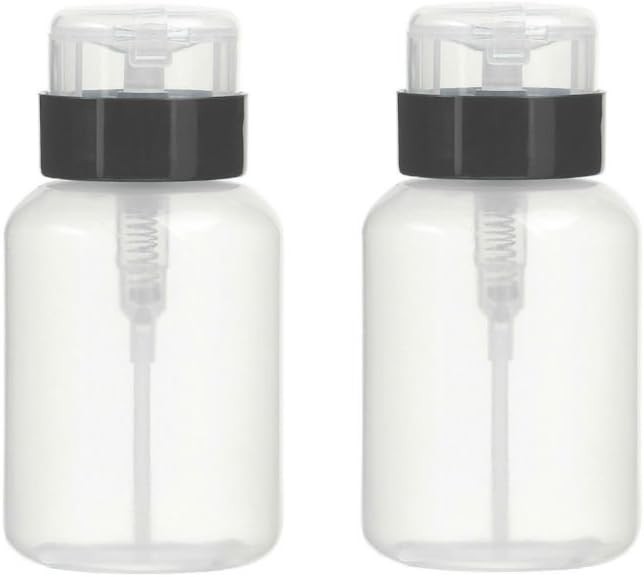 Pack of 2 Push Down Empty Lockable Pump Dispenser Bottle Nail Polish & Makeup
