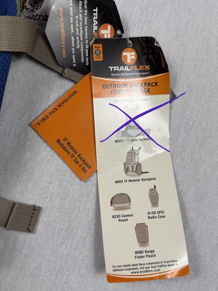 Trailflex hiking backpack 8003 TF modular backpack set missing base harness NEW