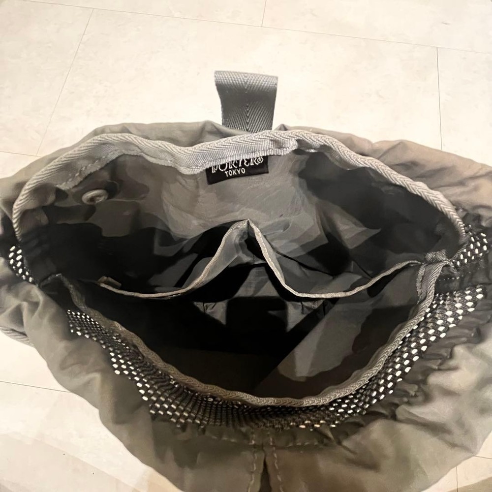 Good Condition Porter Screen Drawstring Shoulder Bag Gray