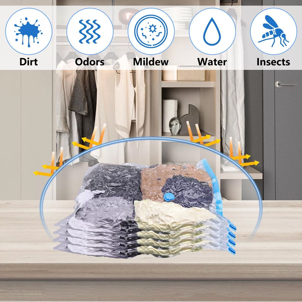 24 Jumbo Vacuum Storage Bags Travel Clothes Organizer, New