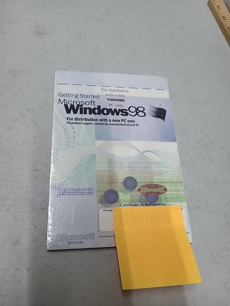 Microsoft Windows 98 With Product Key Sealed No CD
