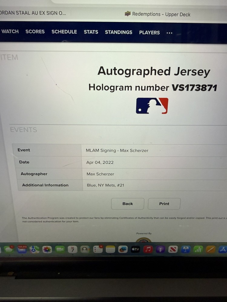 Max Scherzer Signed New York Mets Nike MLB Authentic Jersey (MLB Authenticated)