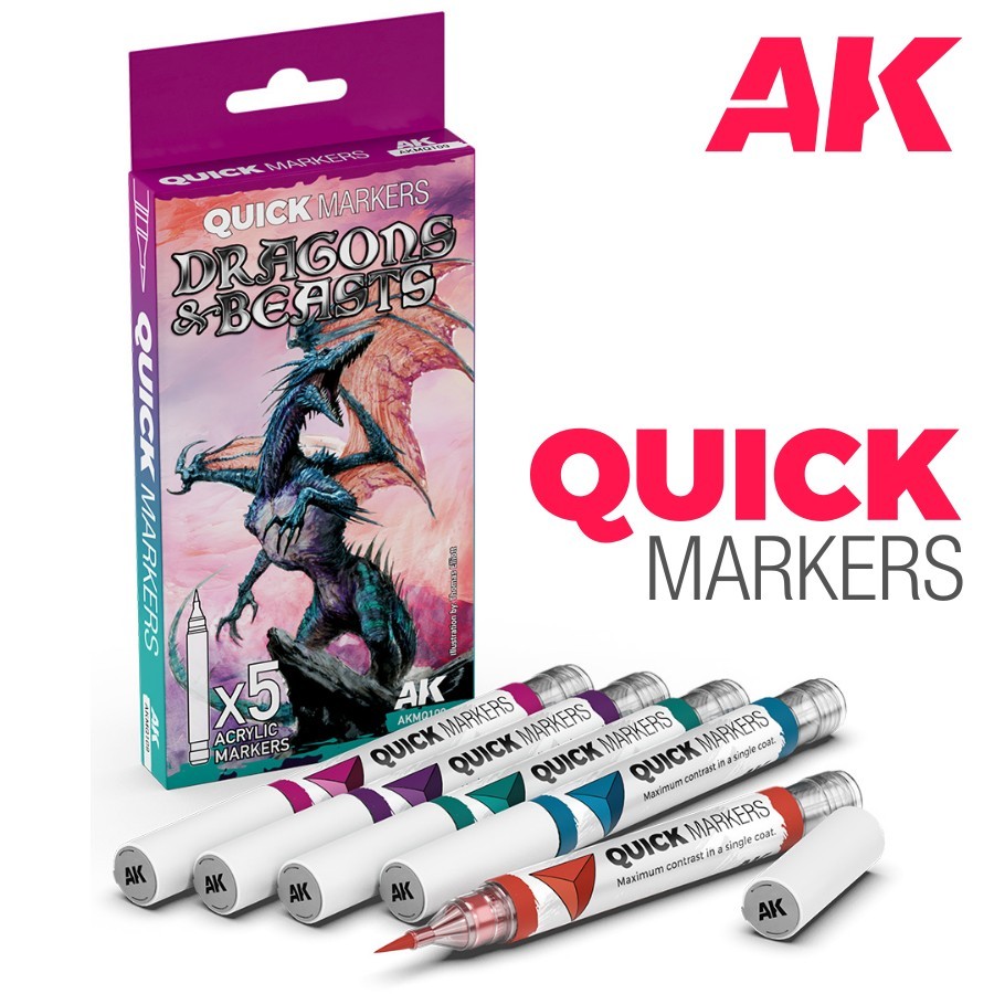 AK Interactive: Dragons -  QUICK MARKER Set - AKMQ109 - 5 Markers