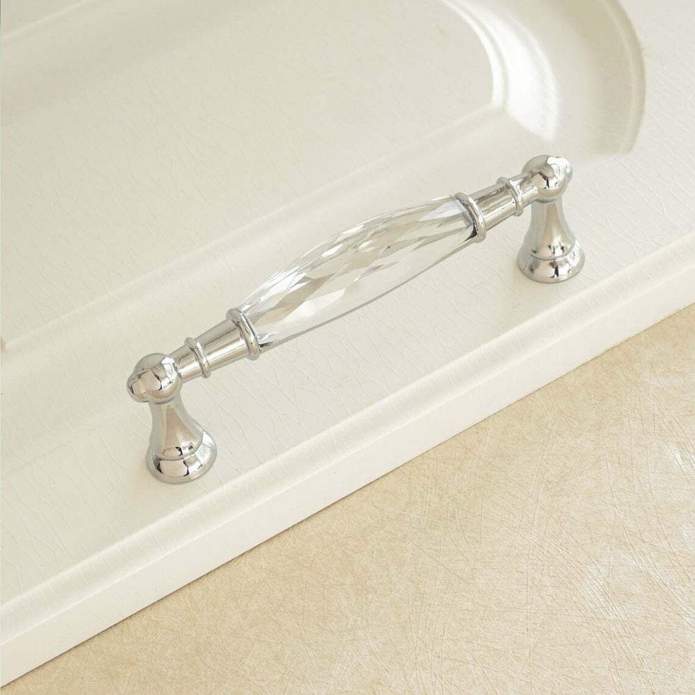 3.75" 5"Crystal Dresser Knobs Drawer Handles Pulls Chrome Silver Modern Cupboard