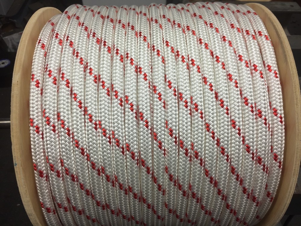 3/8” polyester double braid rope 600' American made Red/White