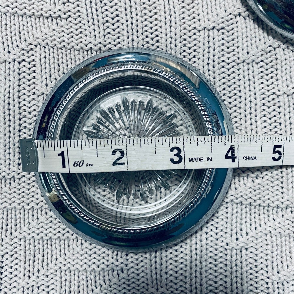 Vintage silver and glass drink coasters