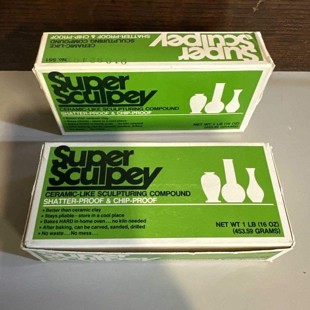 SUPER SCULPEY~ Ceramic-Like Sculpturing Compound ~ PolyForm Polymer SS1 ~ 2 NIB