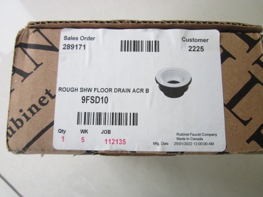 RUBINET 9FSD10 ROUGH SHW FLOOR DRAIN ACR B