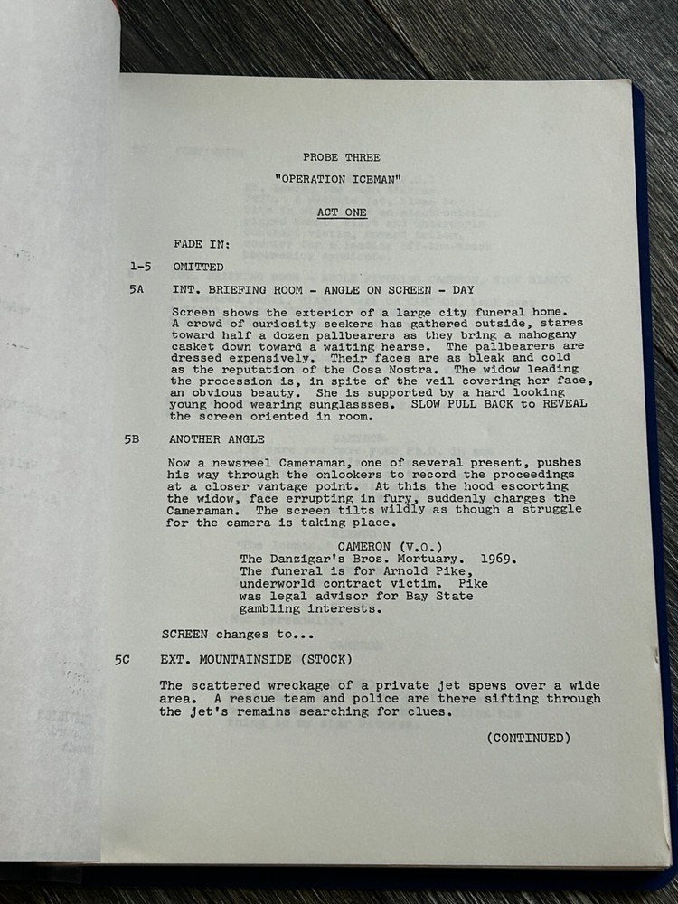 PROBE TV Show Script Operation Iceman Final Draft June 26 1972 S.S. Schweitzer