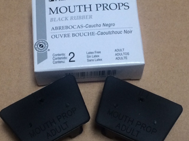 DENTAL MOUTH PROP BITE BLOCKS BLACK RUBBER ADULT LATEX FREE 2 IN A BOX ,
