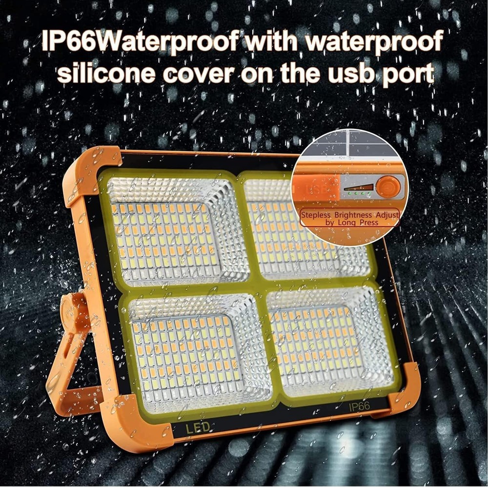 Portable LED Solar Work Light USB Rechargeable Emergency Worklight Security Lamp