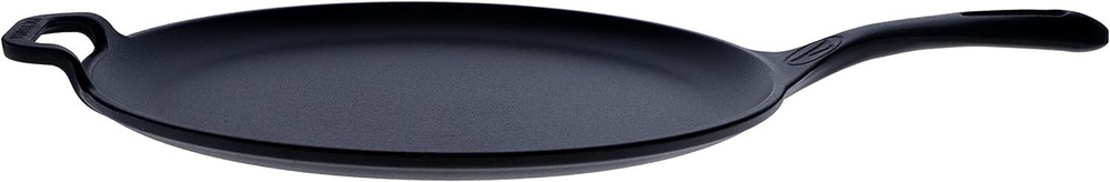 12-Inch Cast-Iron Comal Pizza Pan with a Long Handle and a Loop Handle