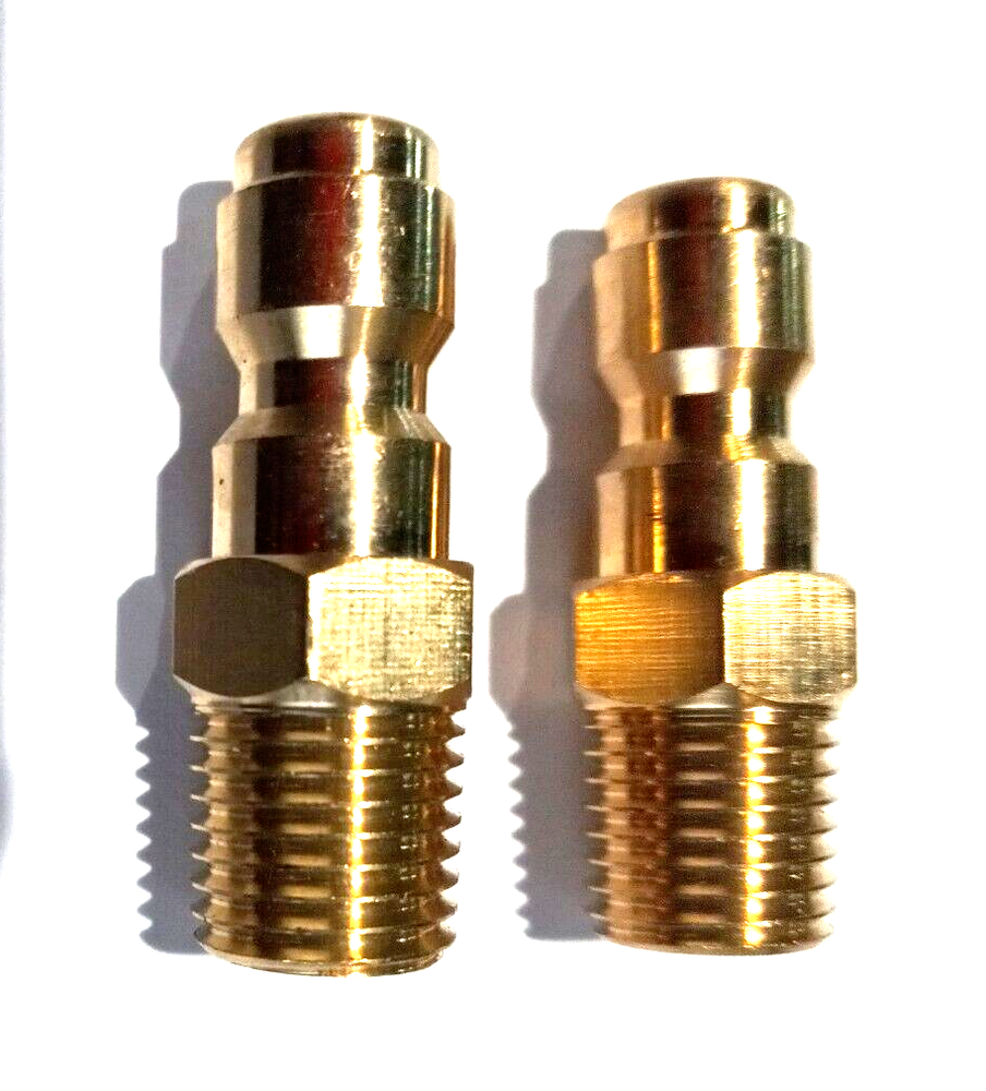 2 pcs. Pressure Washer Solid Brass Quick Coupler Plug, Nipple 1/4 Male NPT
