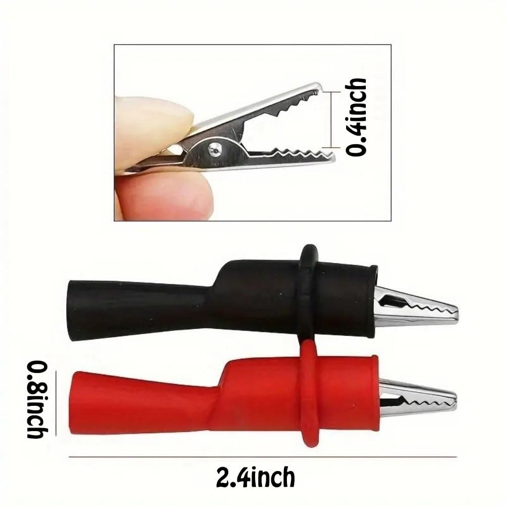 4PCS Push On Alligator Clips for Multimeter Test Leads Insulated