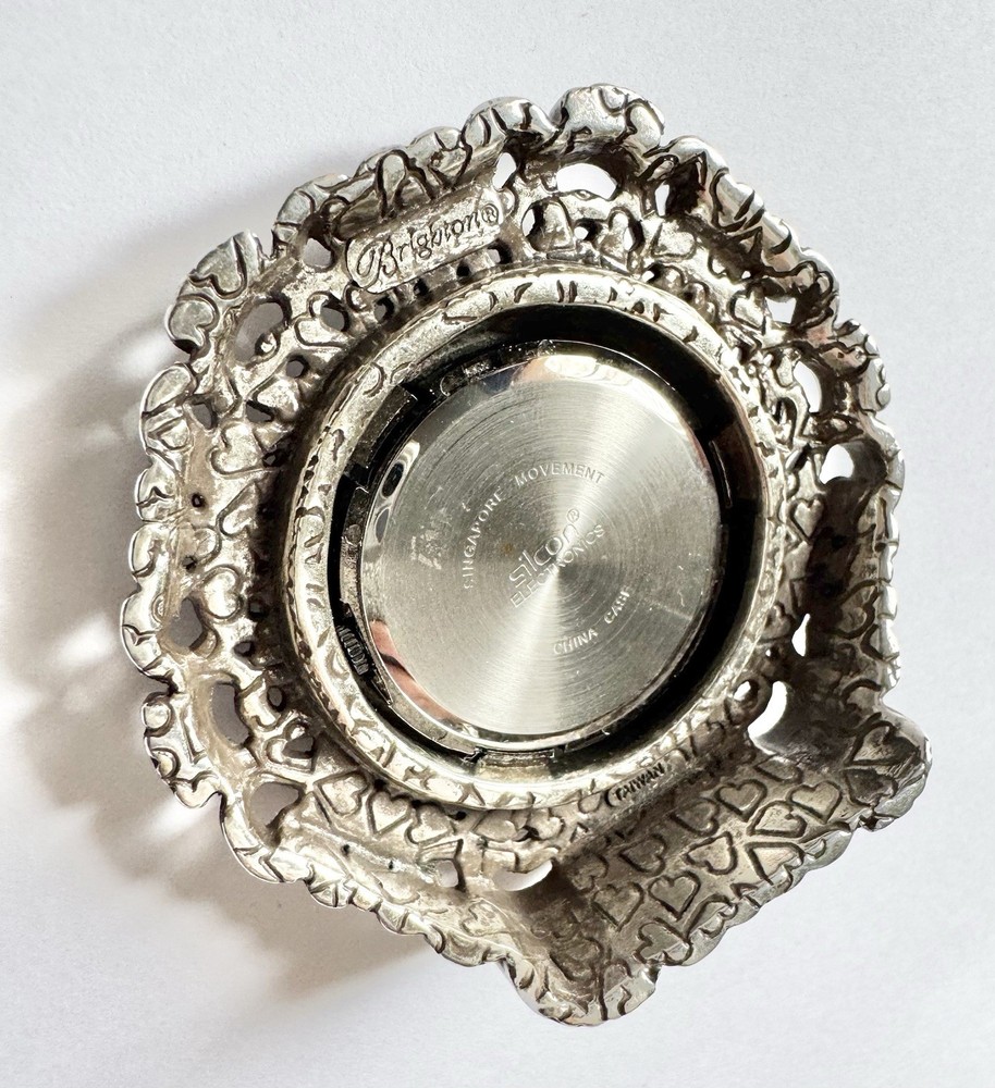 Brighton Silver Filigree Desk Clock Silcon Electronics