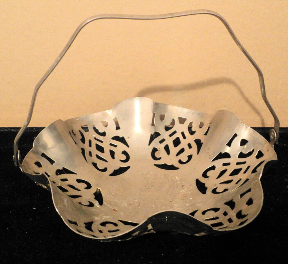 Vintage Metal Candy Trinket Dish With Handle