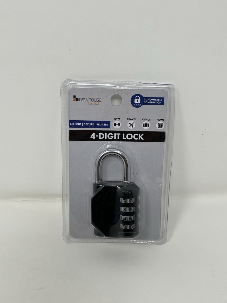 Newhouse Hardware Improved 4-Digit Combination Lock, Black