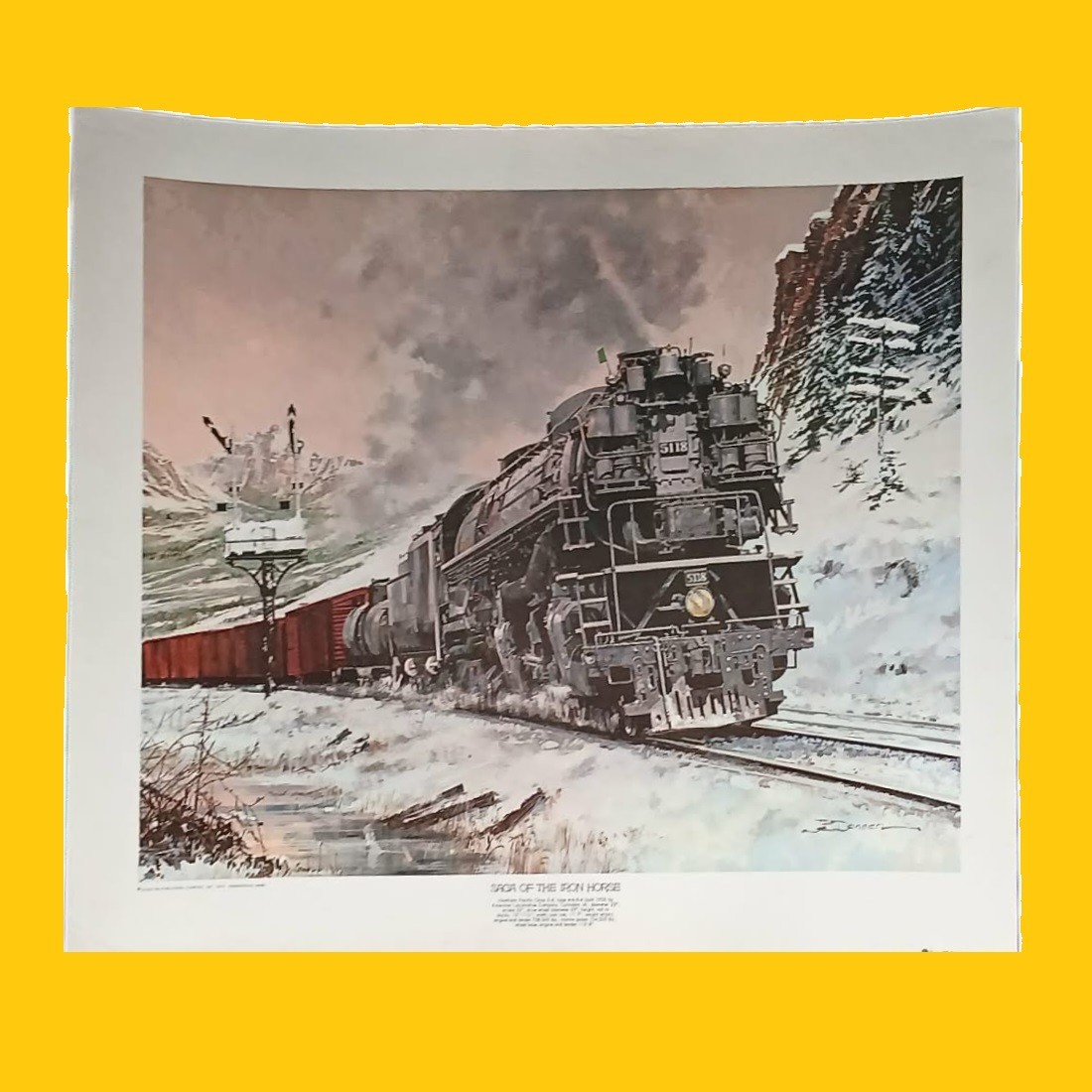 Laminated Saga of the Iron Horse Print JB Deneen 19x23 Railroad Steam Engine