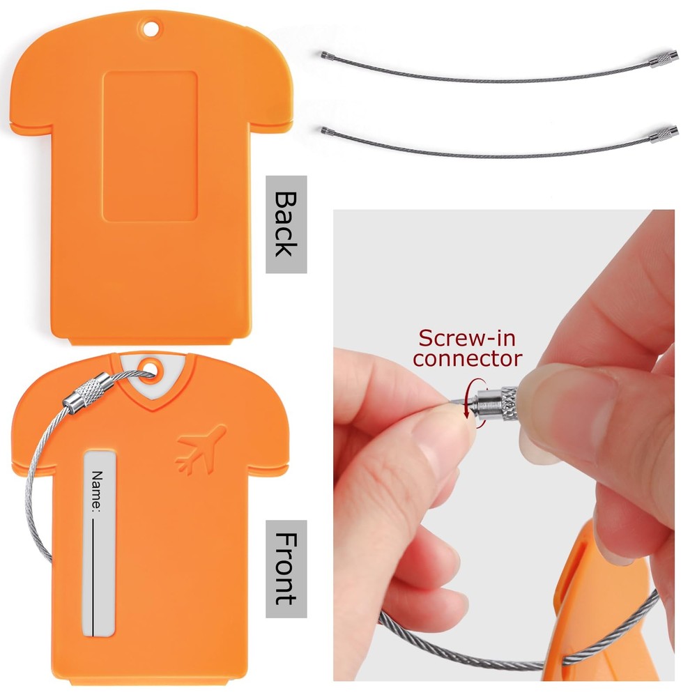 Zuihug 2Pack Personalized Jersey Shaped Plastic Luggage Tags - 2PCS, Orange