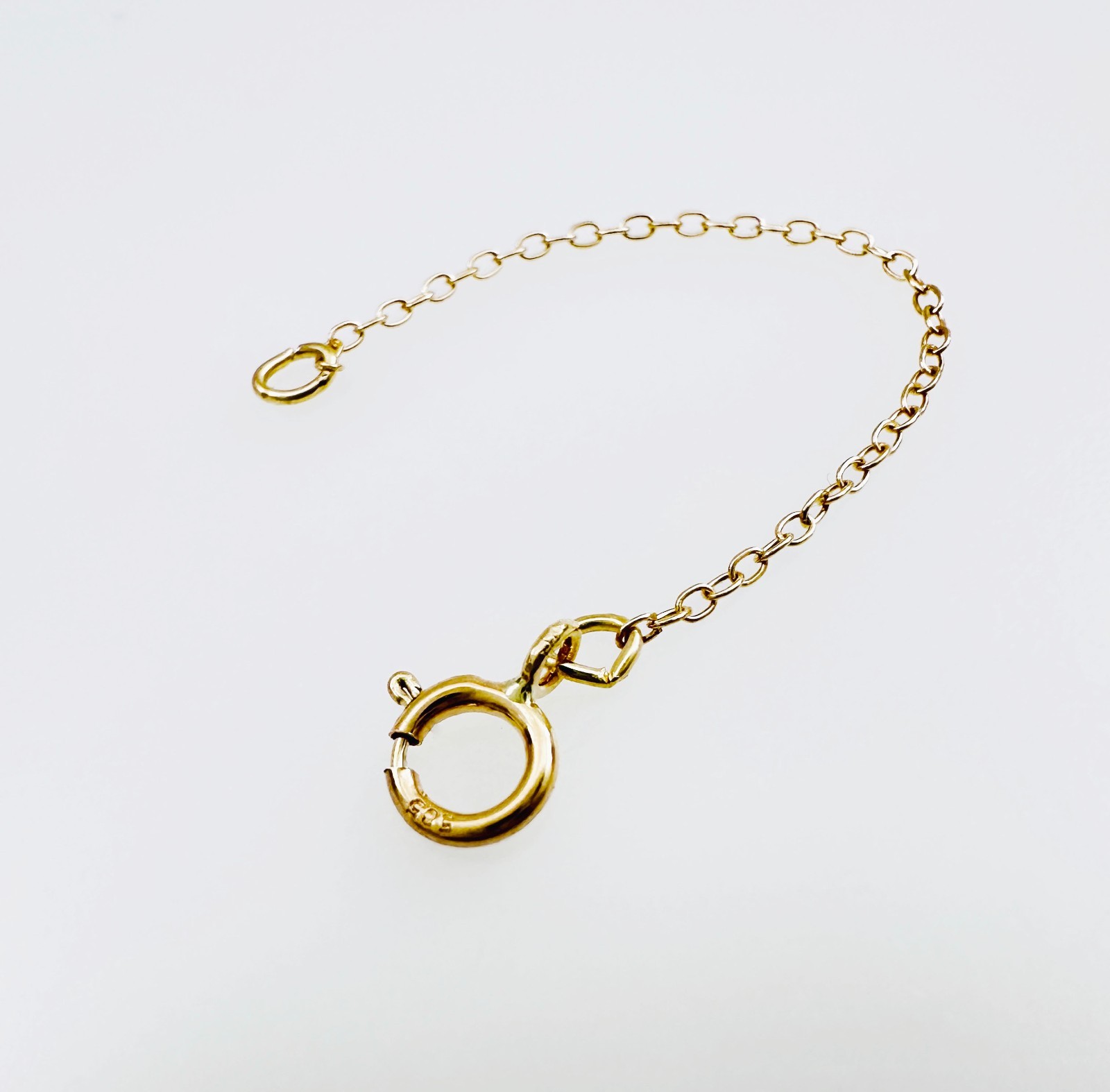 14K Solid Yellow Gold Cable Link Safety Chain Extension Extender, 1mm, 2.25"