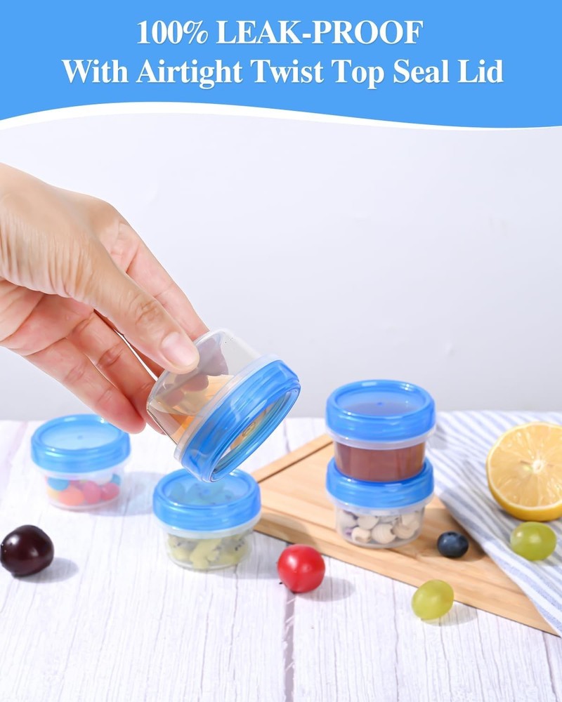 8 Pack Small Food Storage Containers Leakproof Dressing Sauce Cups