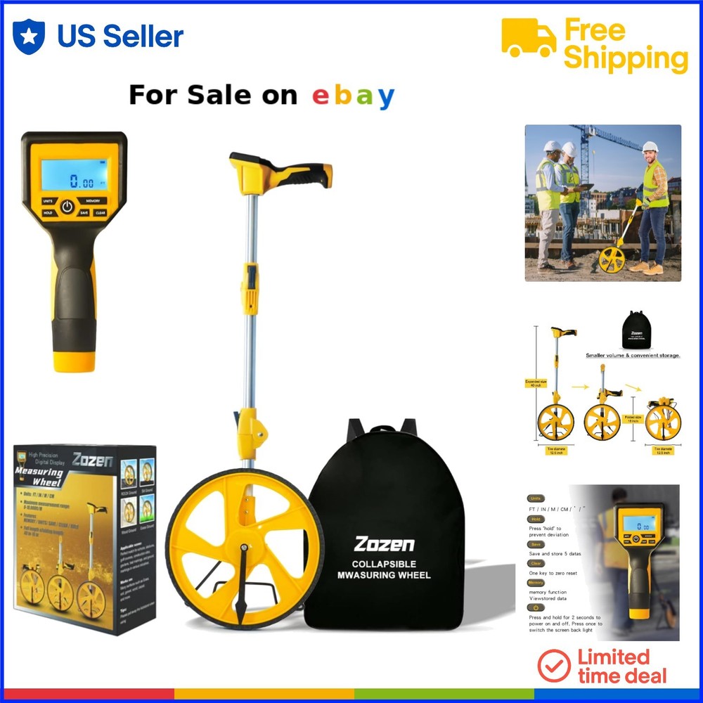 Digital Measuring Wheel Foldable 3-Sections Backlit Display Imperial Metric