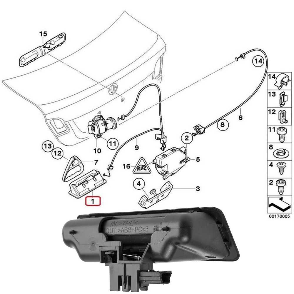 51247118158 Boot Tailgate Handle Trunk Handle Release Switch For BMW E60 E90 E91