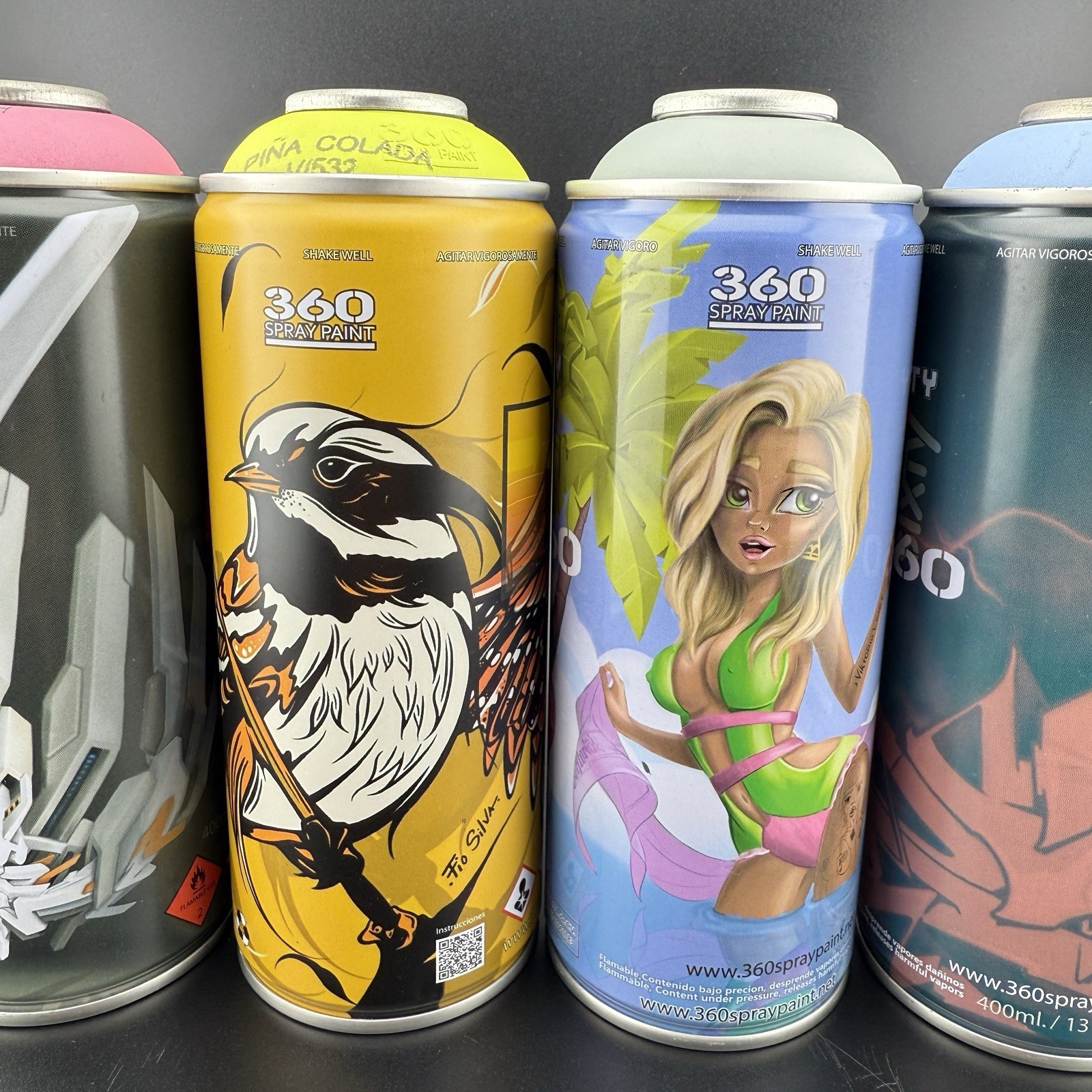 360 Spray Paint Artist Can Lot REAK Gore Fio Silva Viktoria Lamper 4 Cans