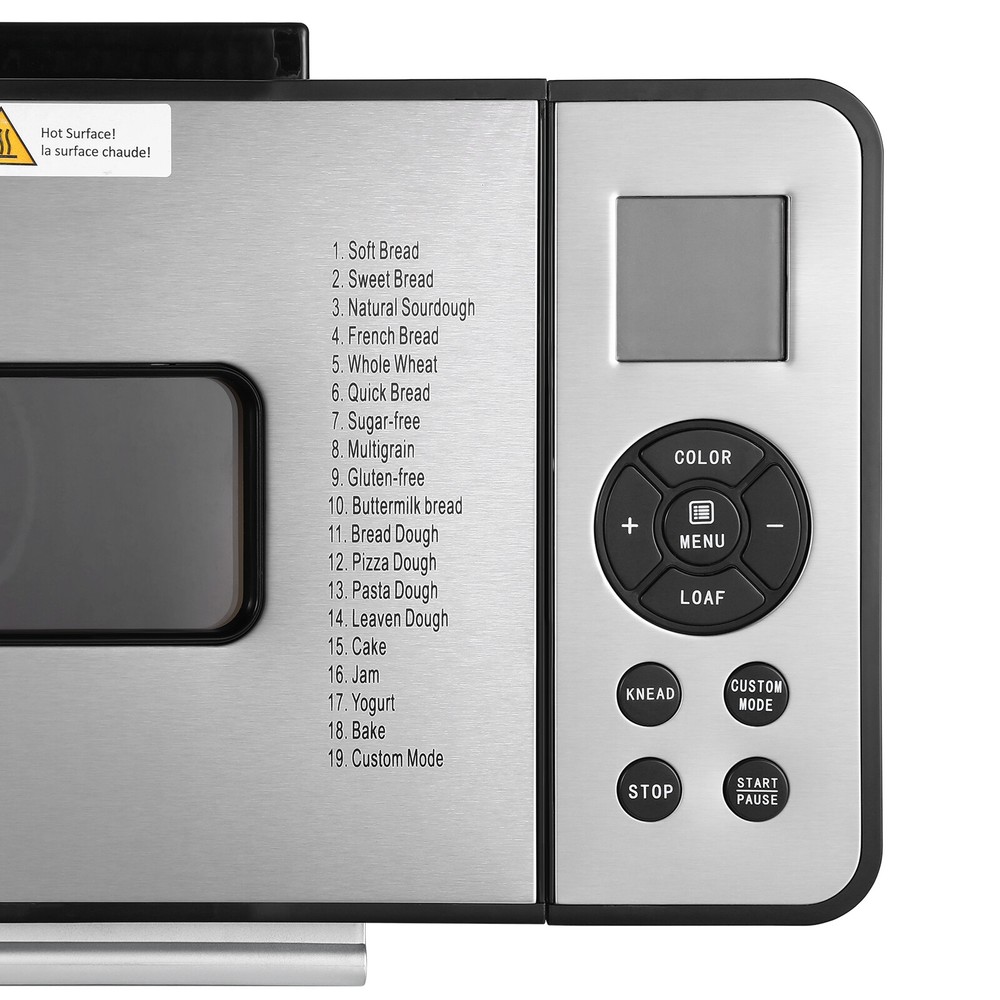 2LB 19-in-1 Bread Maker Automatic Compact Dough Machine Nonstick 3 Crust Colors