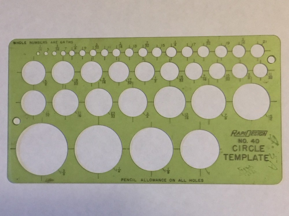 RapiDesign Circle Template No. 40 Engineering Drawing Drafting