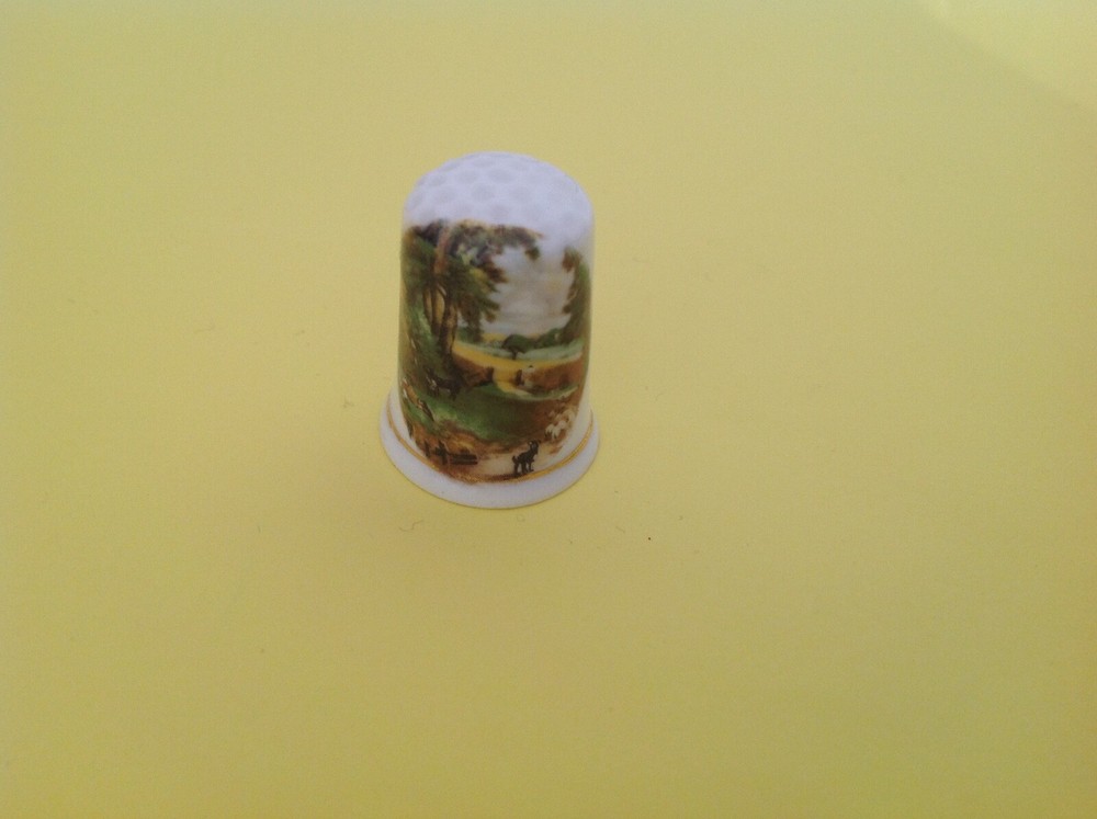 VINTAGE BONE CHINA THIMBLE - CONSTABLE'S THE CORNFIELD FROM THE THIMBLE GUILD