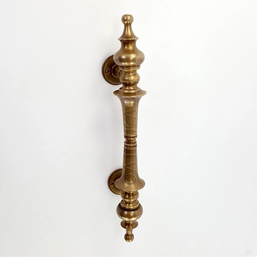Large SPUN Brass Door Pull Handle – 30cm (12") Vintage Style Solid Brass GRAB
