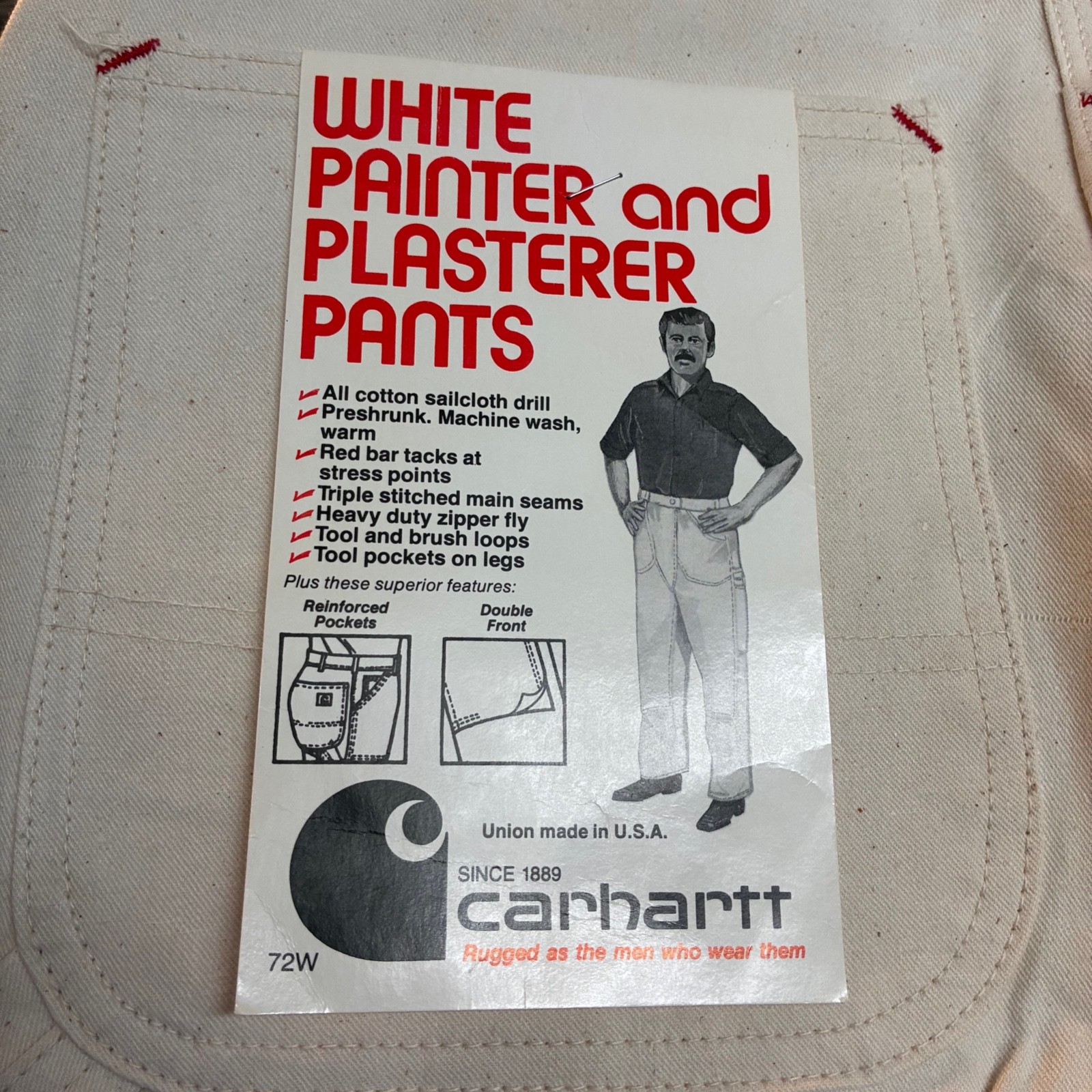 Deadstock 1970s Vintage CARHARTT Retro Union Made Double Knee Painter Pants
