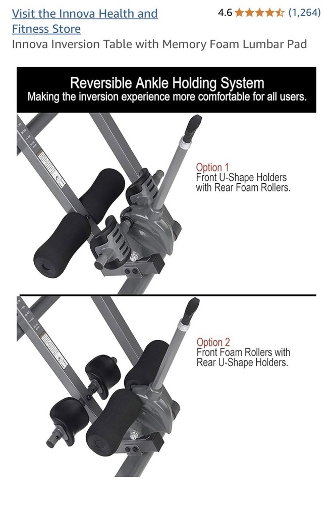 Innova Inversion Table with Memory Foam Lumbar Pad