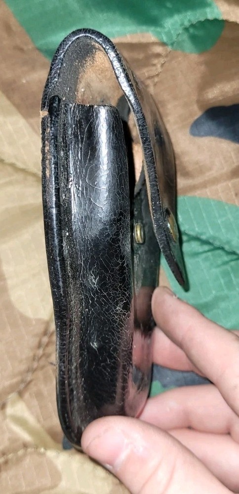 Vintage Leather Hand Cuff Belt Case Black